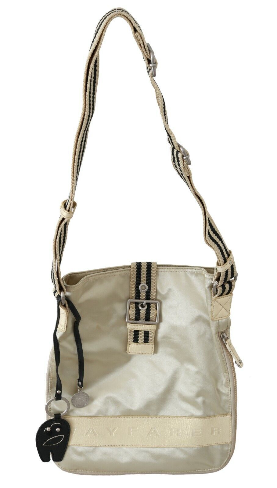 Borsa a tracolla tote beige in tessuto