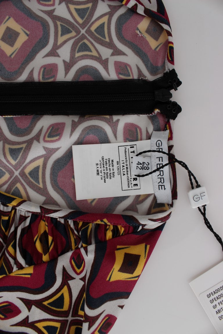 Buntes langärmeliges Viskose-Shiftkleid