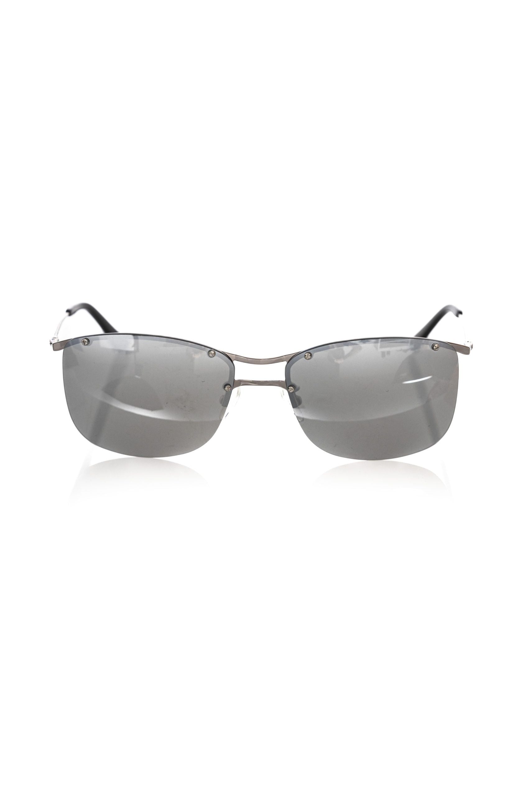 Sonnenbrille für Herren aus silberfarbenem Metallic-Gewebe