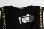 Schwarzes, verziertes Mini-Scheath-Kleid aus Jersey mit kurzen Ärmeln