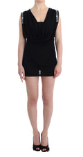Schwarzes Mini-Kleid aus Jersey mit Verzierungen