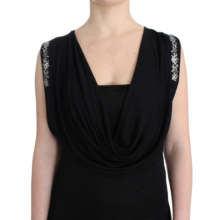 Schwarzes Mini-Kleid aus Jersey mit Verzierungen