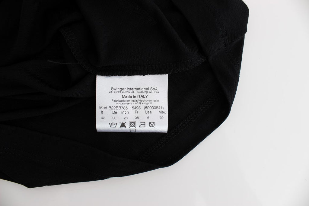 Schwarzes Mini-Kleid aus Jersey mit Verzierungen