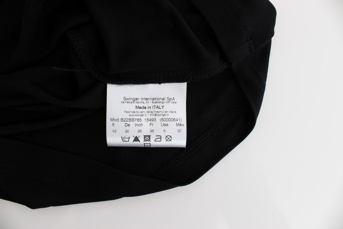 Schwarzes Mini-Kleid aus Jersey mit Verzierungen