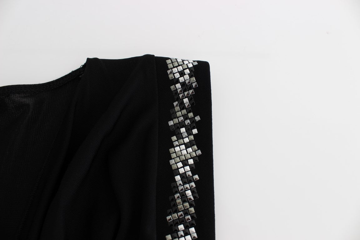 Schwarzes Mini-Kleid aus Jersey mit Verzierungen