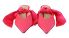 Pink Leather Lace Up Kitten Heels Pumps Shoes