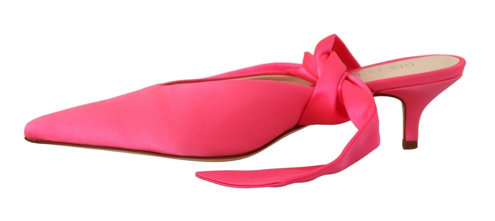 Pink Leather Lace-Up Kitten Heel Pumps