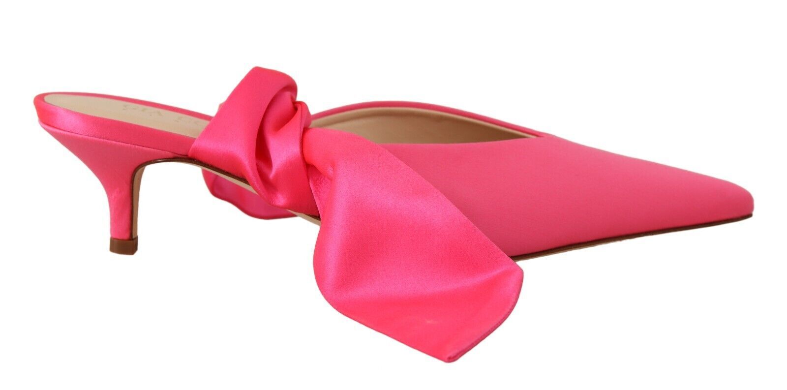 Pink Leather Lace-Up Kitten Heel Pumps