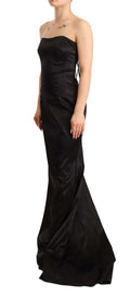 Schwarzes Stretch-Seiden-Meerjungfrauen-Kleid