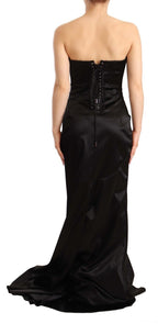 Schwarzes Stretch-Seiden-Meerjungfrauen-Kleid