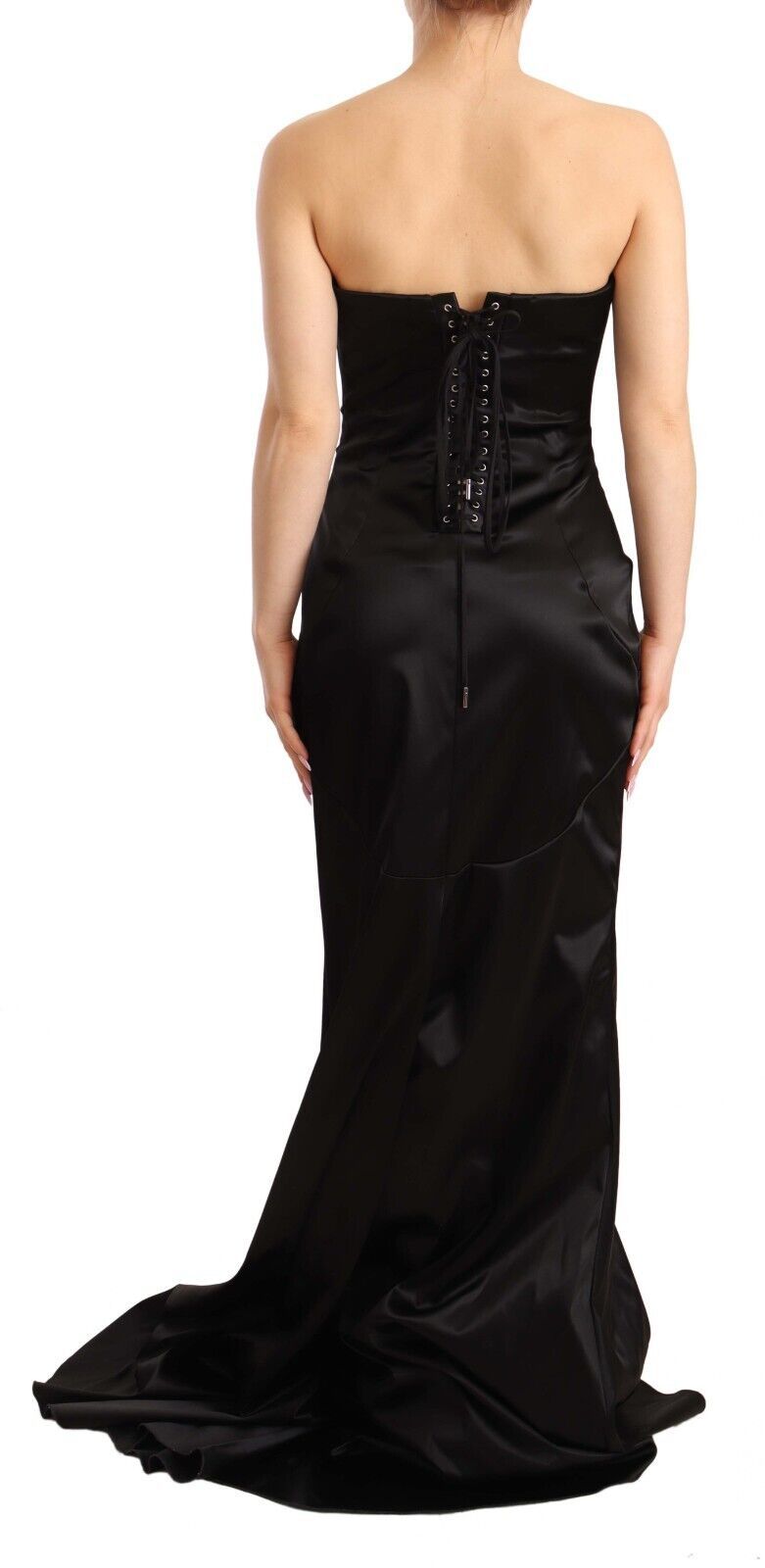 Schwarzes Stretch-Seiden-Meerjungfrauen-Kleid