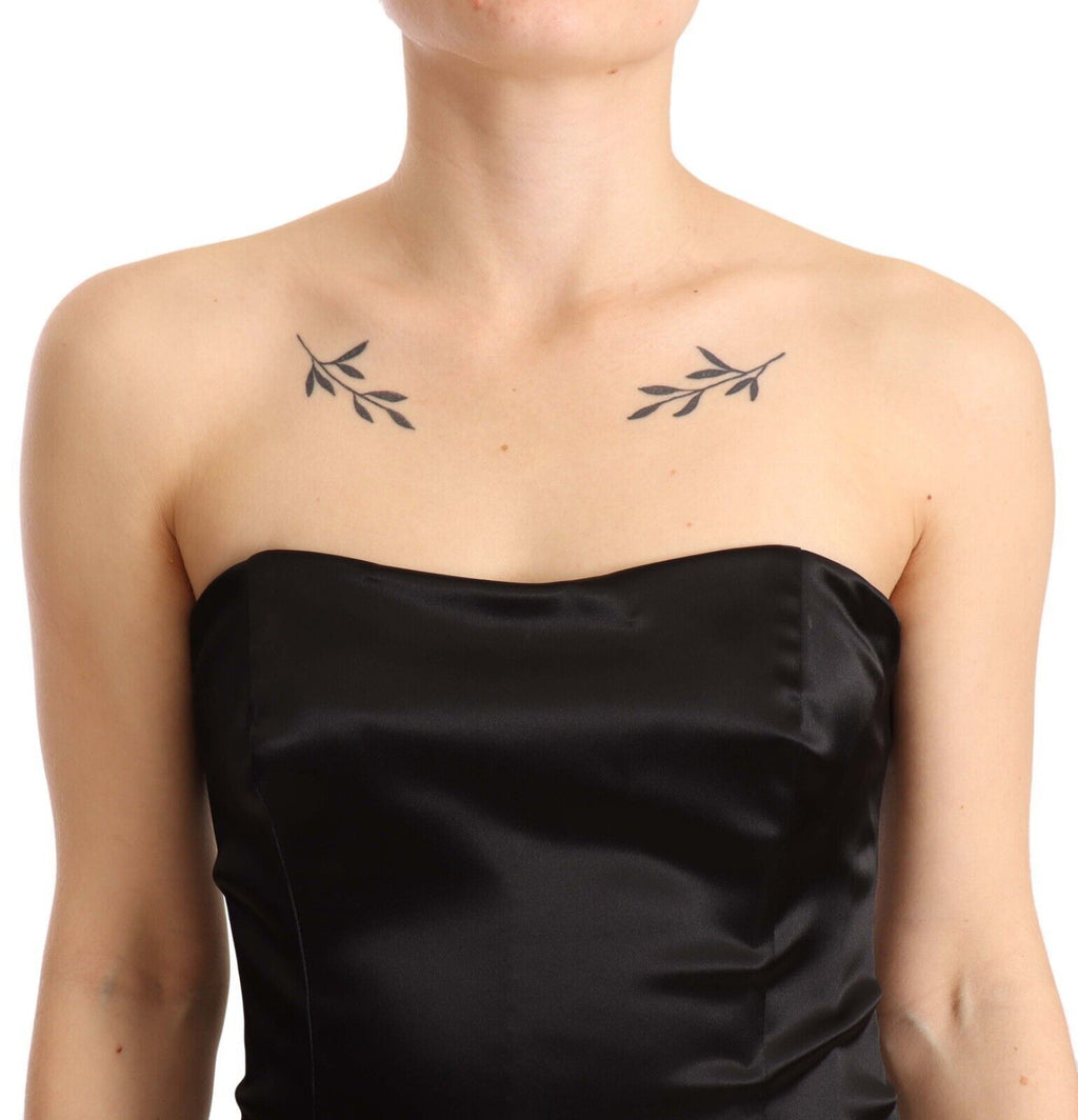 Schwarzes Stretch-Seiden-Meerjungfrauen-Kleid