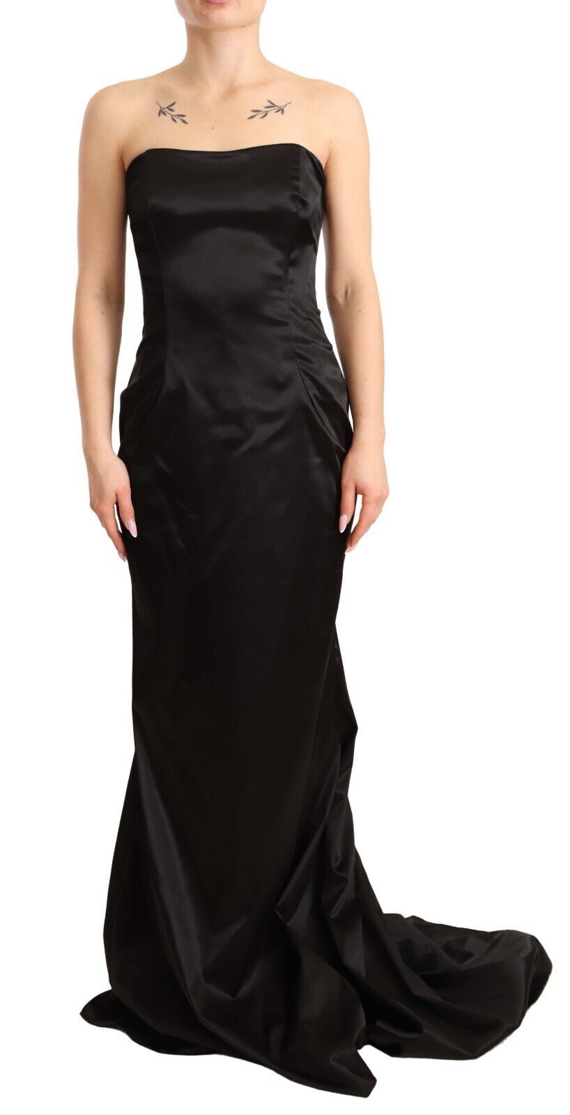Schwarzes Stretch-Seiden-Meerjungfrauen-Kleid