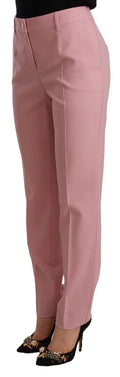 Rosa High-Waist-Hose aus Woll-Stretch