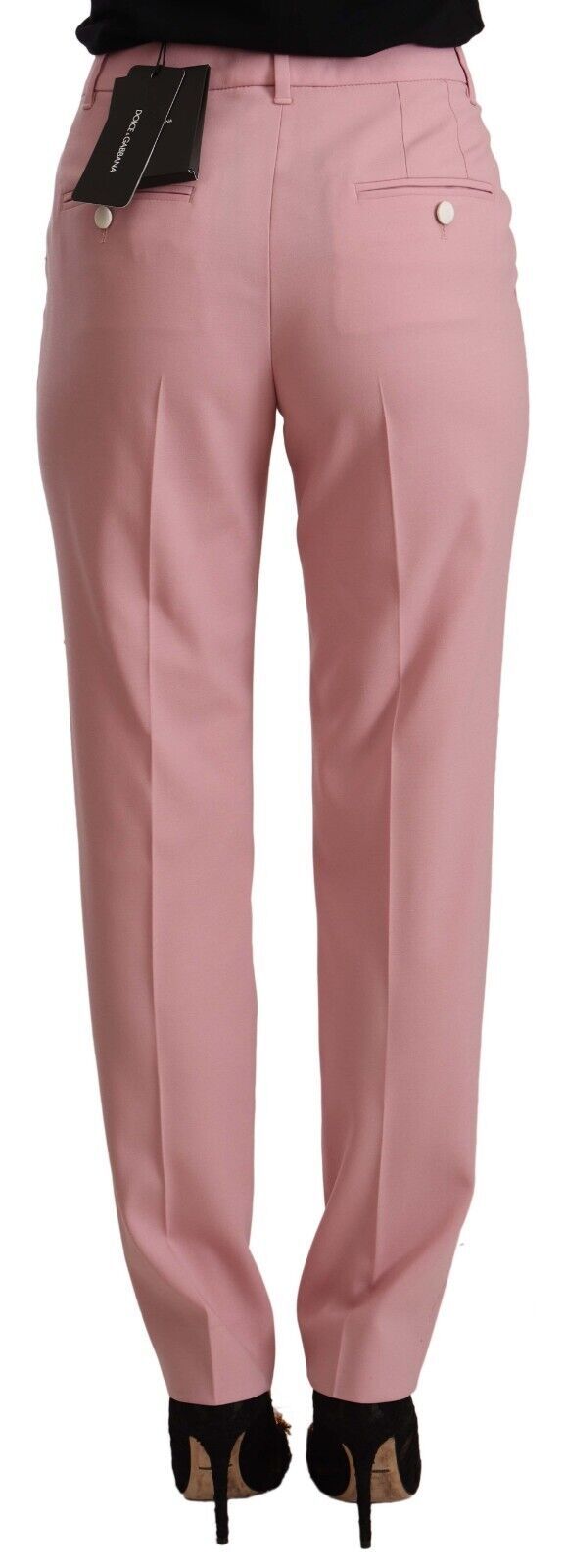 Rosa High-Waist-Hose aus Woll-Stretch