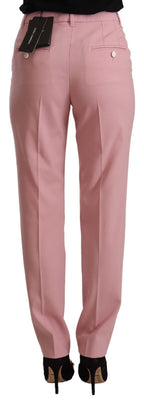 Rosa High-Waist-Hose aus Woll-Stretch