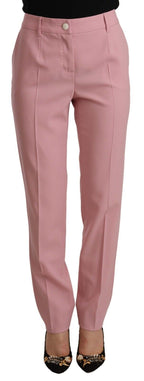 Rosa High-Waist-Hose aus Woll-Stretch