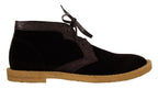 Braune Exotic-Lederstiefel aus Samt