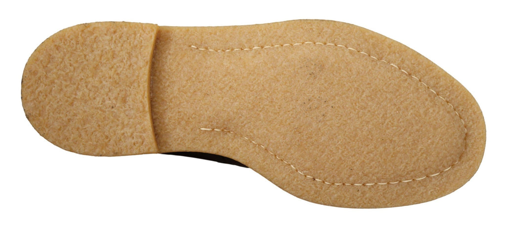 Braune Exotic-Lederstiefel aus Samt