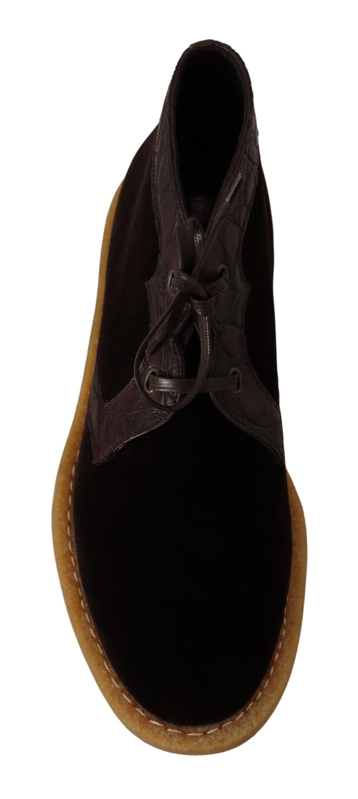 Braune Exotic-Lederstiefel aus Samt