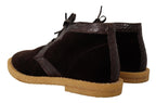 Braune Exotic-Lederstiefel aus Samt
