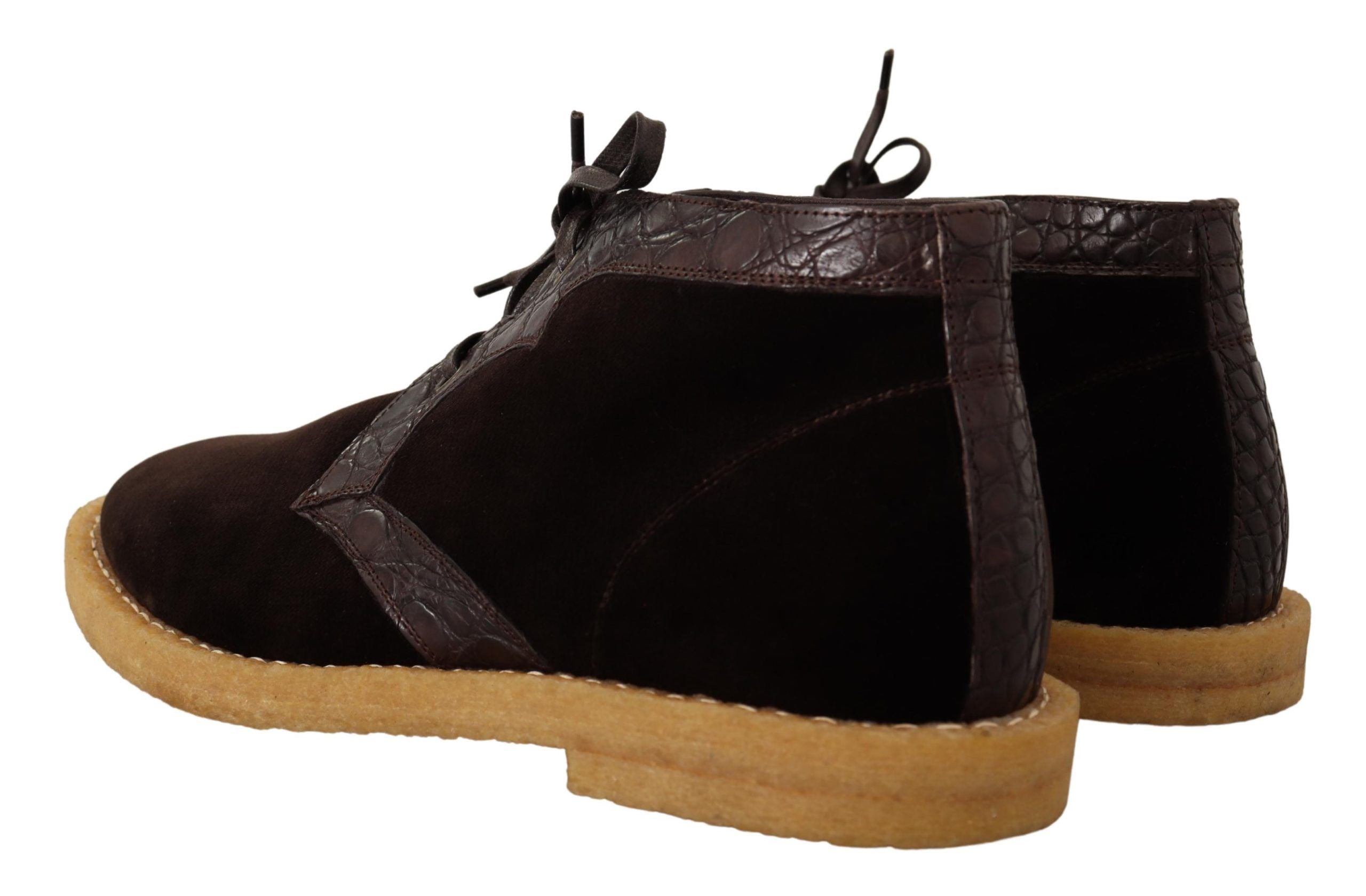 Braune Exotic-Lederstiefel aus Samt