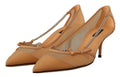 Peach Mesh Leder Ketten High Heels Pumps