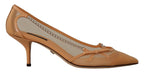 Peach Mesh Leder Ketten High Heels Pumps