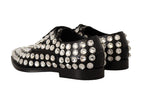 Schwarze Schnürschuhe aus Leder mit Kristallen