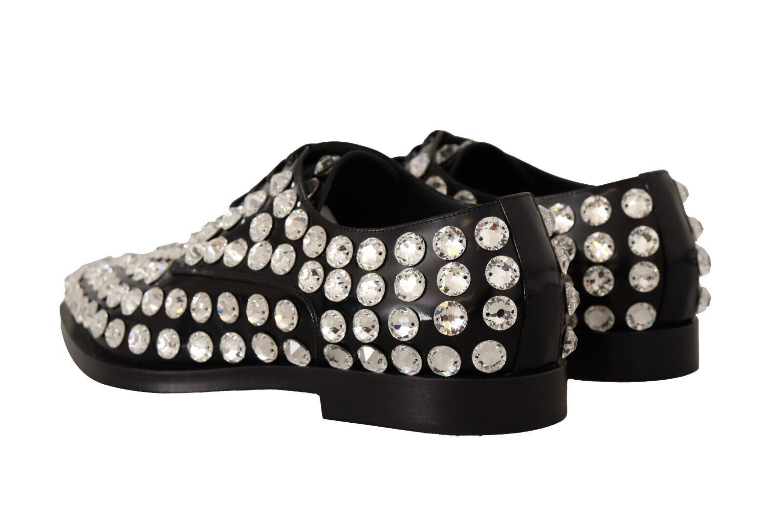 Schwarze Schnürschuhe aus Leder mit Kristallen