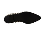 Schwarze Schnürschuhe aus Leder mit Kristallen