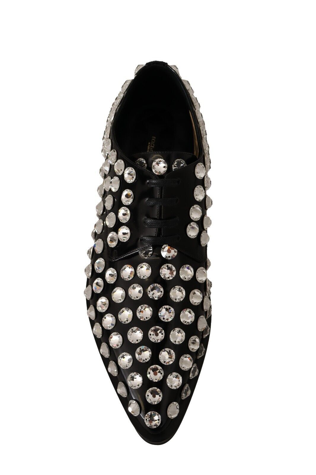 Schwarze Schnürschuhe aus Leder mit Kristallen