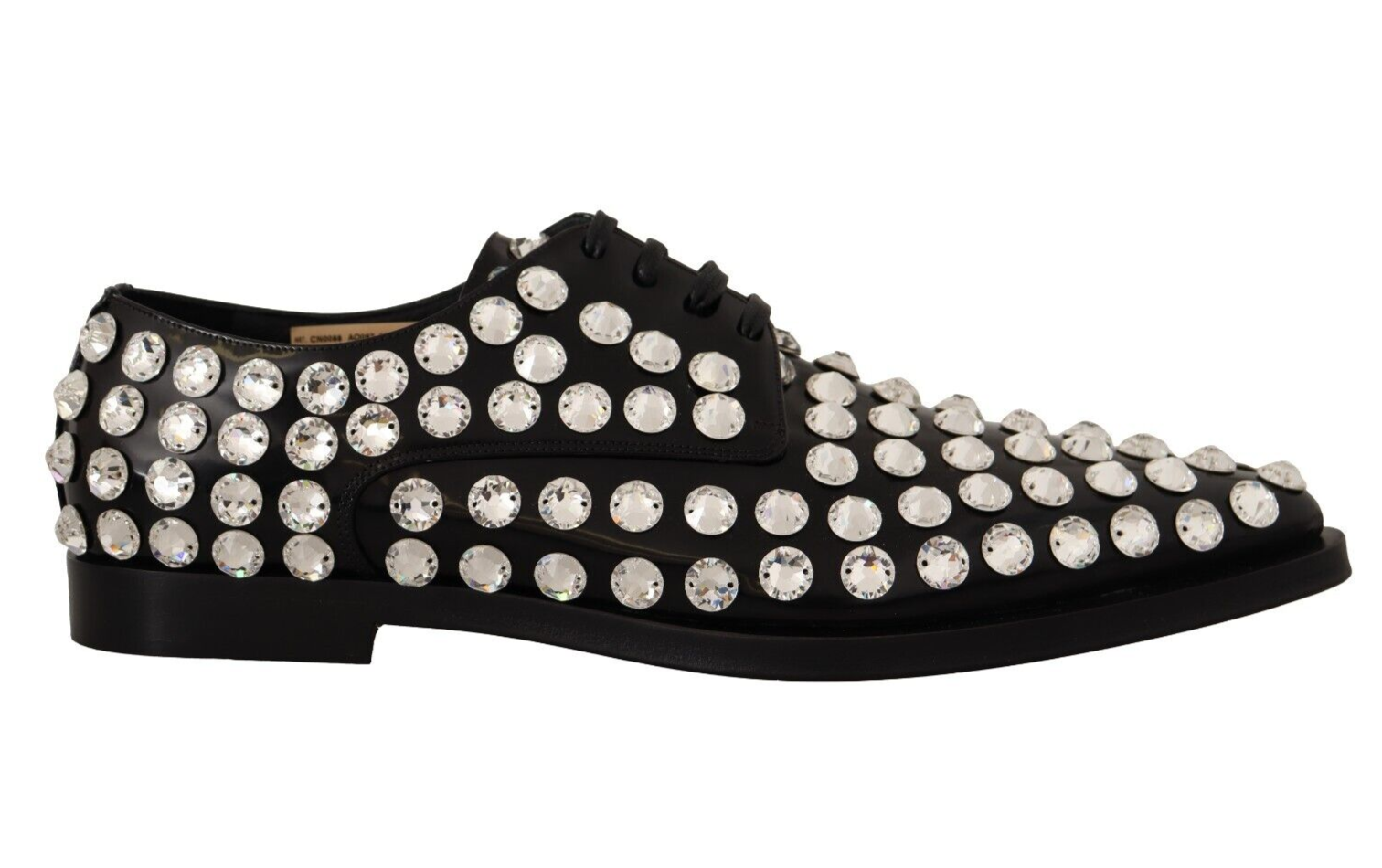 Schwarze Schnürschuhe aus Leder mit Kristallen