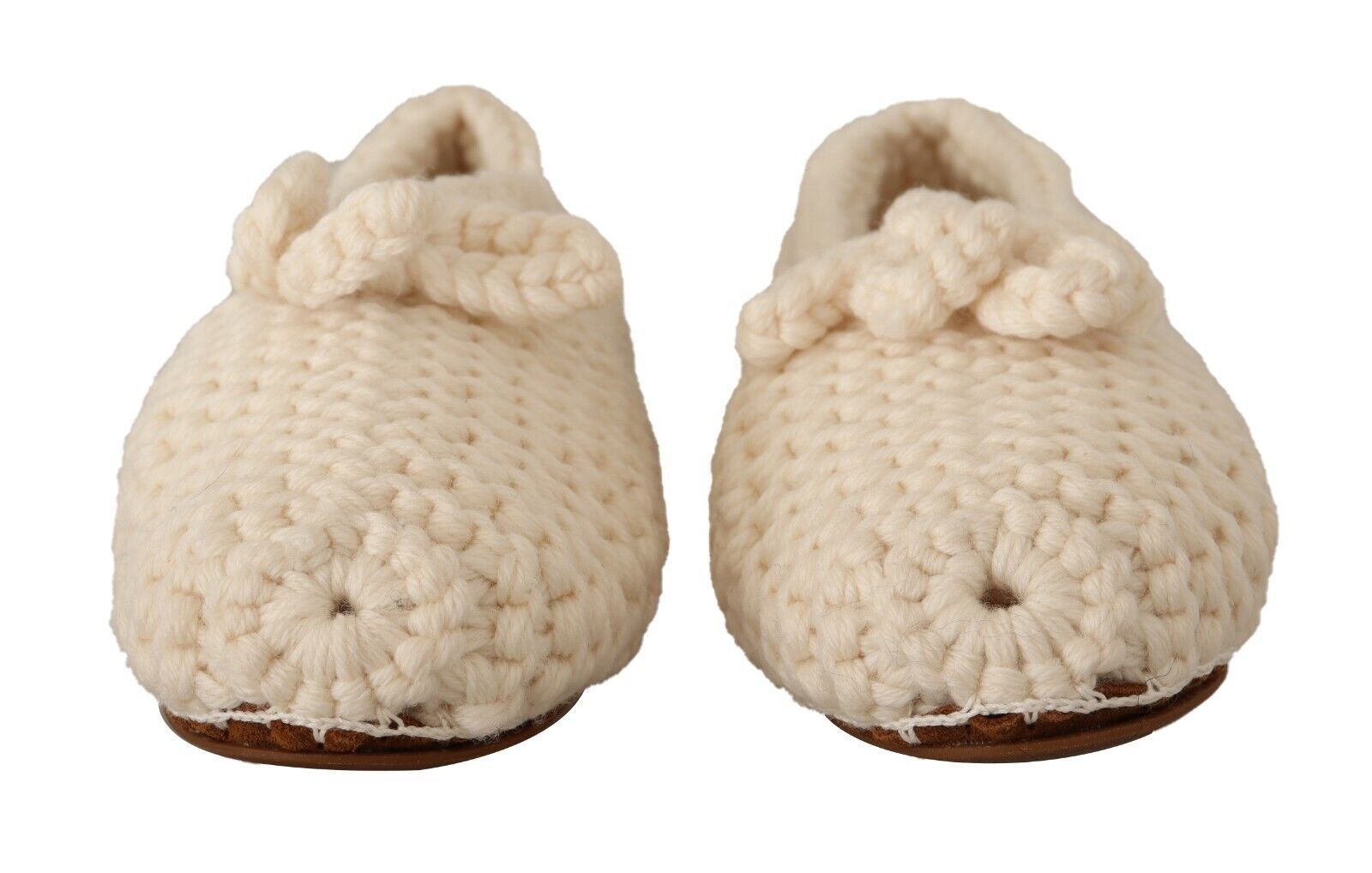 Weiße Slip-On Ballerinas aus Strickwolle