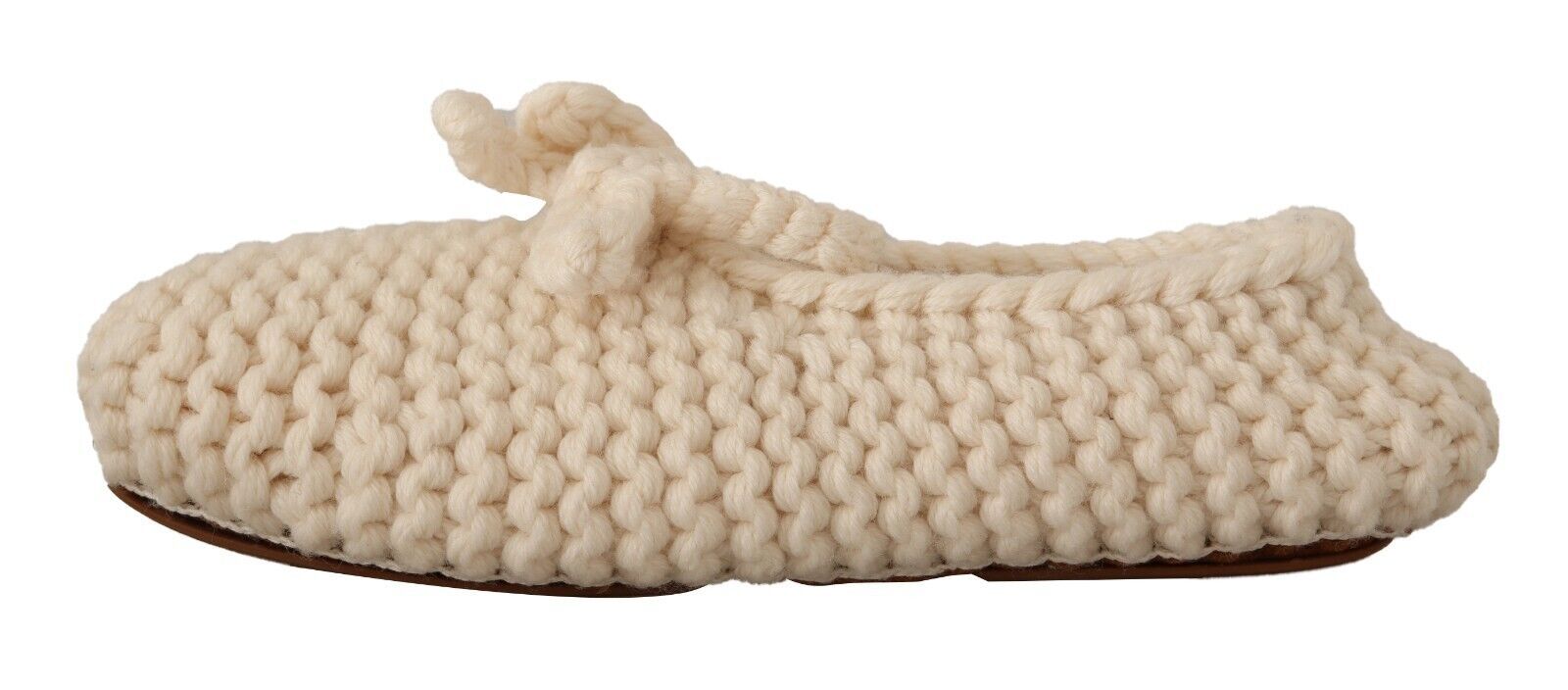 Weiße Slip-On Ballerinas aus Strickwolle