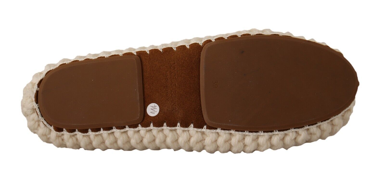 Weiße Slip-On Ballerinas aus Strickwolle