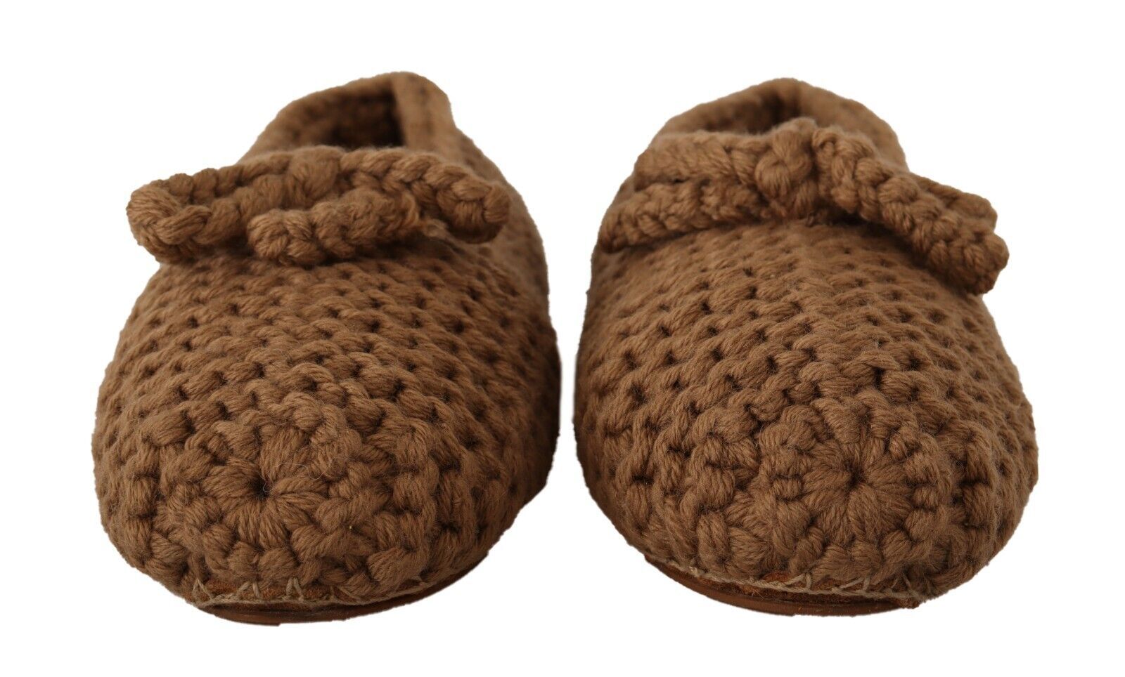 Braune Slip-On Ballerinas aus Wollstrick