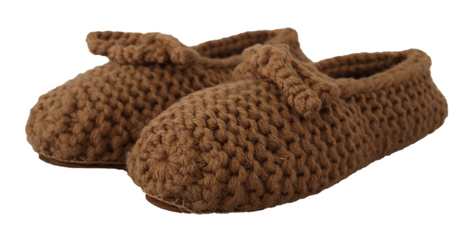 Braune Slip-On Ballerinas aus Wollstrick