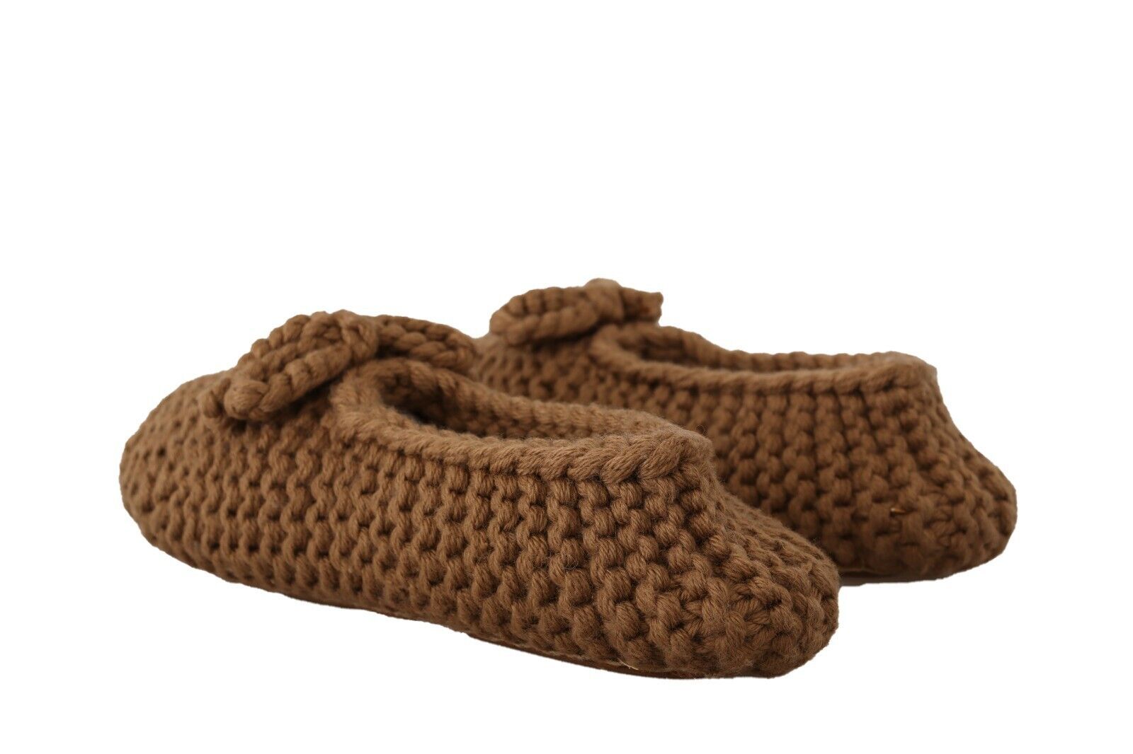 Braune Slip-On Ballerinas aus Wollstrick