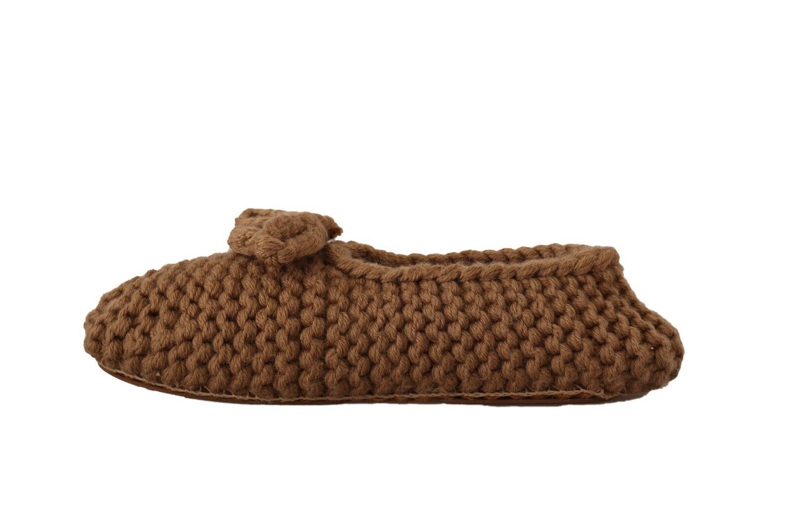 Braune Slip-On Ballerinas aus Wollstrick