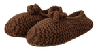 Braune Slip-On Ballerina Flats Schuhe aus Wolle