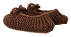 Braune Slip-On Ballerina Flats Schuhe aus Wolle