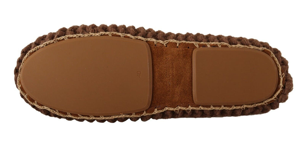 Braune Slip-On Ballerina Flats Schuhe aus Wolle