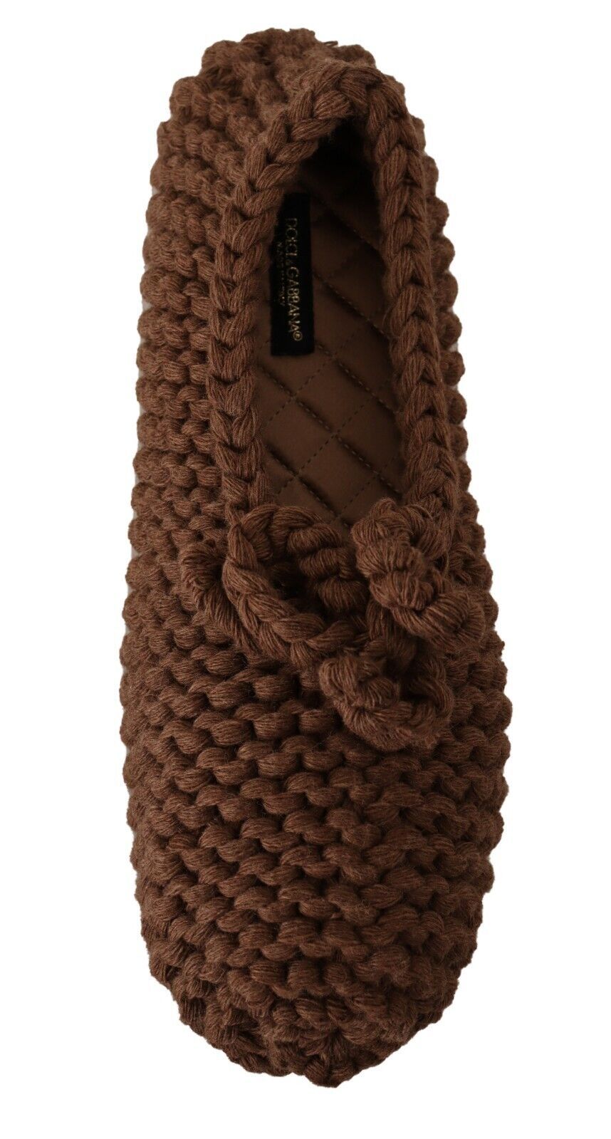 Braune Slip-On Ballerina Flats Schuhe aus Wolle