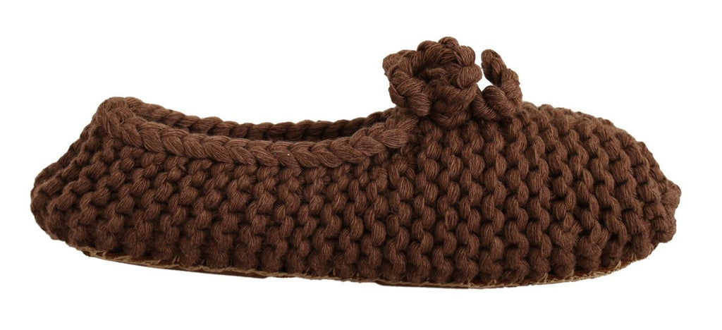 Braune Slip-On Ballerina Flats Schuhe aus Wolle