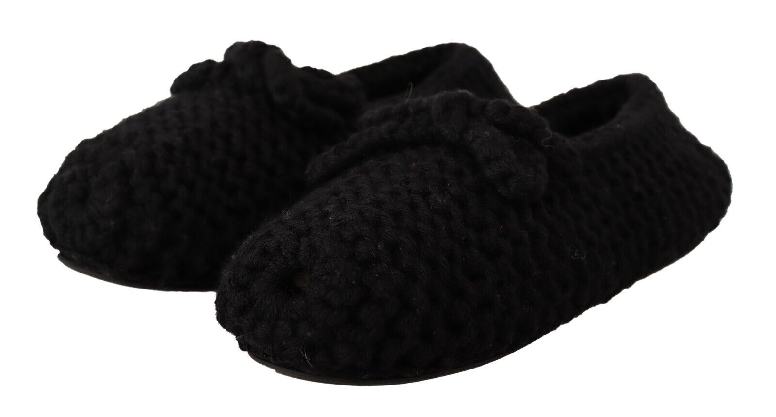 Schwarze Slip-On Ballerinas aus Strickwolle