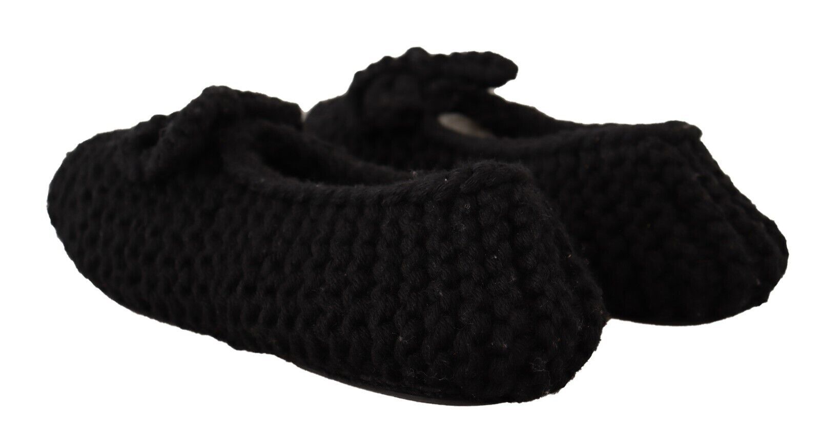 Schwarze Slip-On Ballerinas aus Strickwolle