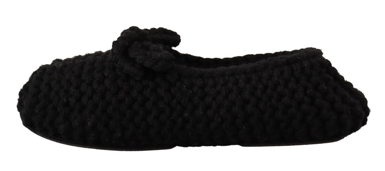 Schwarze Slip-On Ballerinas aus Strickwolle