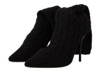 Schwarze Stretch-Socken kniehohe Stiefeletten