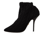 Schwarze Stretch-Socken kniehohe Stiefeletten